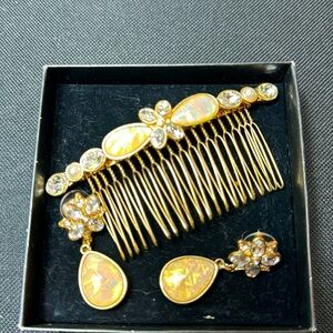 Fire opal earring/hair comb set